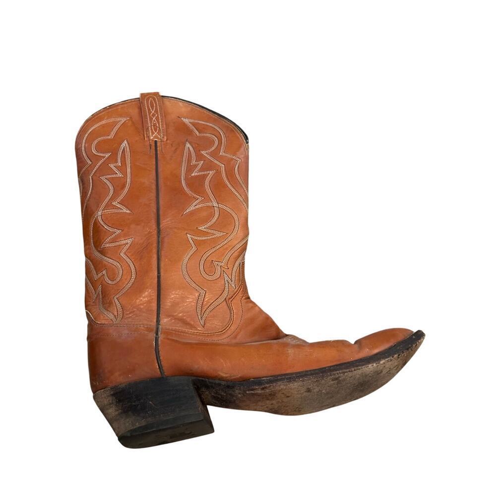 Vintage Dan Post Boots Distressed Leather Western Cowboy Brown Size 10